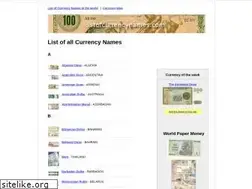 Sites similar to listofcurrencynames.com